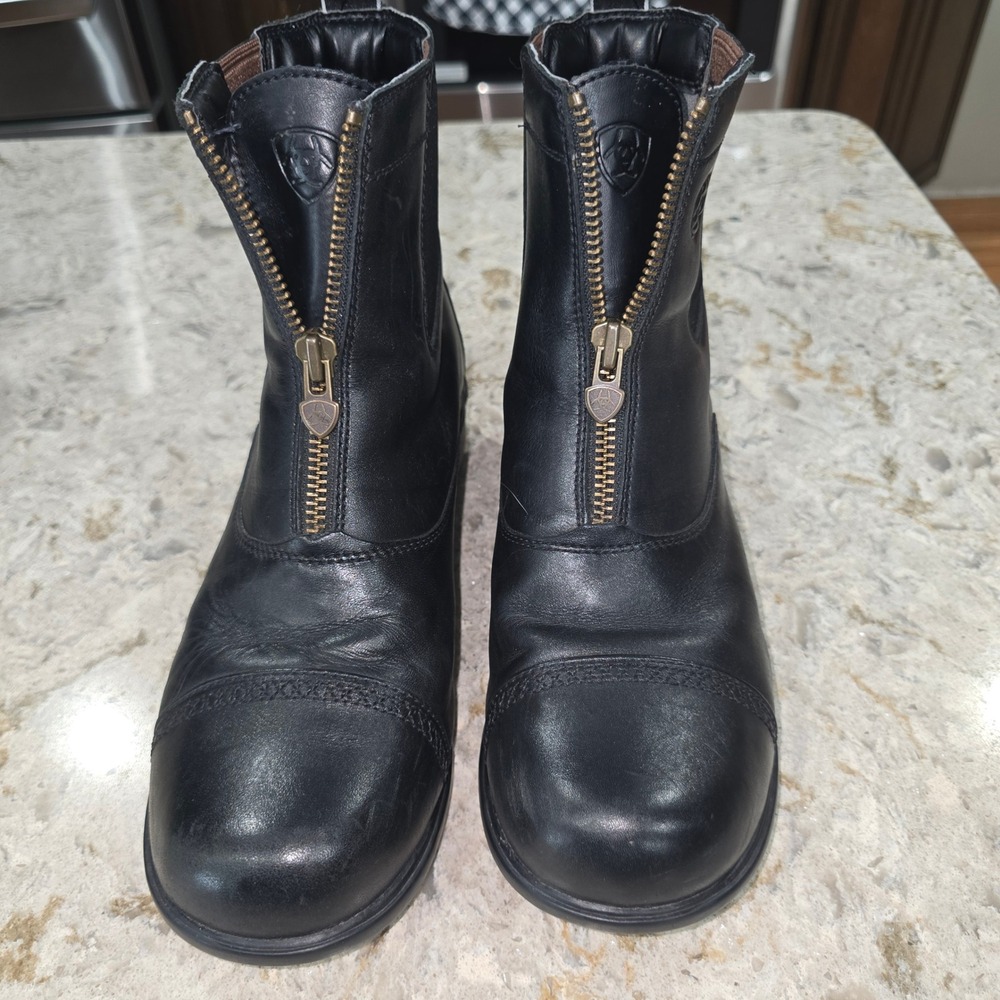 Ariat Heritage IV Zip Paddock Boots Black Leather Equestrian Riding Boots Womens